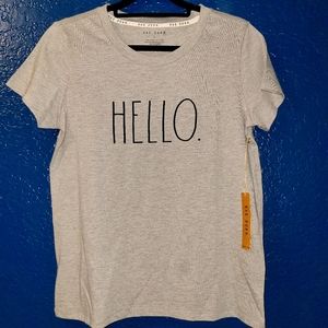 Grey Rae Dunn. "HELLO." Small flowy Shirt.